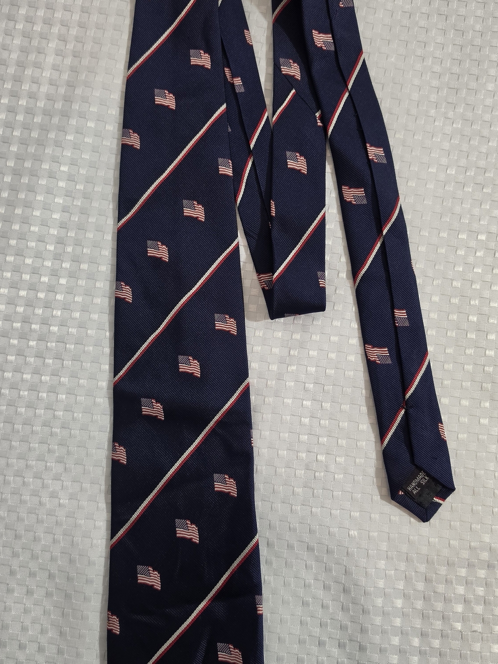 Ashford & Brooks London 100% Silk American Flag Patriotic Repp Stripe Tie